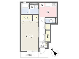 クレール　ユニヴェール 1階1Kの間取り