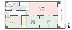 ニューコーポ植田2 3LDKの間取図画像