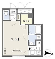 quador桜山 1Kの間取図画像