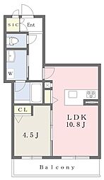 クレッセント 1LDKの間取図画像