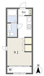 レトア3番館 ワンルームの間取図画像