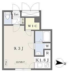 quador桜山 1Kの間取図画像