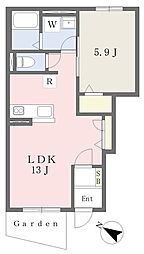 パストルＡ棟 1階1LDKの間取り