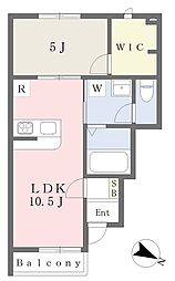 リュッケ御立中 1LDKの間取図画像