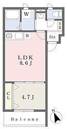 MISTRAL手柄山平和公園駅前 1LDKの間取図画像