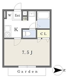 ルシエール上大野 1Kの間取図画像