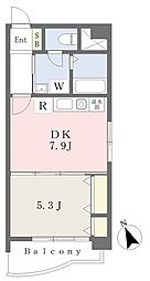 ジェルメ城陽 1DKの間取図画像