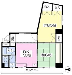 パル上杉 3階2DKの間取り
