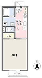 グリーンハイツ 1階1DKの間取り