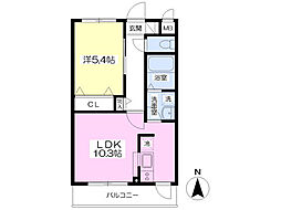 グリーンマンション愛子中央 1階1LDKの間取り