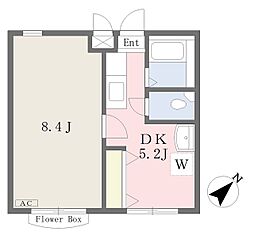 コテージタカダ 1DKの間取図画像
