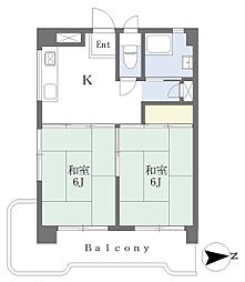 ヒルズ八幡 2Kの間取図画像