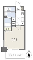 ソラシア京橋大阪城 5階1Kの間取り