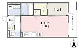 プリュメ 1LDKの間取図画像