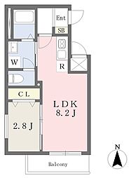 アフィット放出東South 1LDKの間取図画像