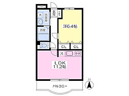 ボヌール下島 1LDKの間取図画像