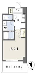 アーバンフラッツ都島 1Kの間取図画像