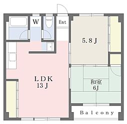 川端マンション 3DKの間取図画像