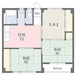 川端マンション 3DKの間取図画像
