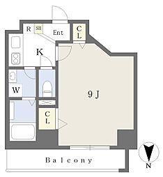 キャナルコート鎗屋町 1Kの間取図画像