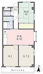 エグゼー寝屋川 3DKの間取図画像