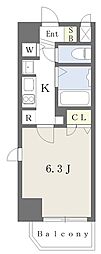 プレサンス梅田北パワーゲート 1Kの間取図画像