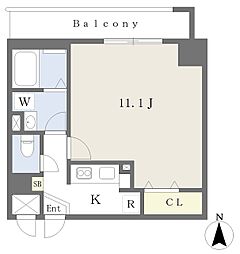 キャナルコート鎗屋町 1Kの間取図画像