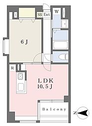 ヴィルヌーヴ西本町 1LDKの間取図画像
