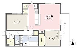 ファミールクレセントB 2LDKの間取図画像