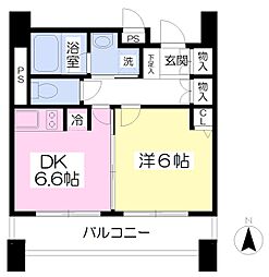 ヴィルヌーヴ南森町 1DKの間取図画像
