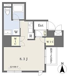 Ｃｏｍｆｏｒｔささしまライブ 4階ワンルームの間取り