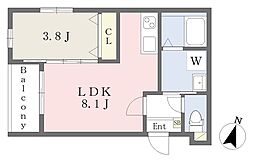 ＭＯＶＥ八田ＷＥＳＴ 3階1LDKの間取り