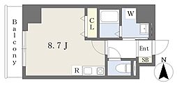 アルバ志賀本通 ワンルームの間取図画像