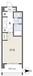 K-style- 1Kの間取図画像