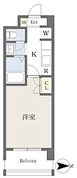 K-style- 1Kの間取図画像