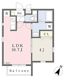 CherimHattaEast 1LDKの間取図画像