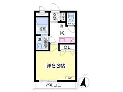 ボヌール松原 1Kの間取図画像