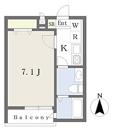 プランドール経堂 1Kの間取図画像