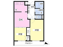 グランドオール桜丘 2DKの間取図画像