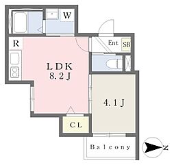 南海高野線 初芝駅 徒歩7分の賃貸アパート 1階1LDKの間取り