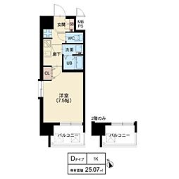 スプランディッド天王寺ＩＩＩ 4階1Kの間取り