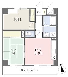 メゾンリヴィエール 502 5階2DKの間取り