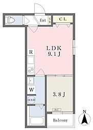 ザ・パークレーン中川東 1階1LDKの間取り
