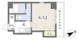 シエスタ玉造 1Kの間取図画像
