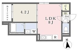 Cuore生野東 1LDKの間取図画像