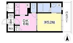ゴールデンヒルズ3番館 1DKの間取図画像