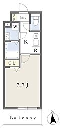 ハートフルスイーツ今里 1Kの間取図画像