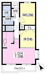 コンフォート山城 2LDKの間取図画像