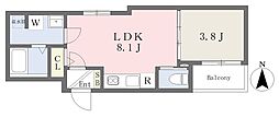 フィエルテ瓢箪山 1LDKの間取図画像
