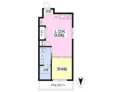 ＦメゾンＷＥＳＴ 3階1LDKの間取り
